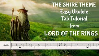 LORD OF THE RINGS THE SHIRE THEME  Ukulele Easy Tab Tutorial Sheet Music [upl. by Trev]