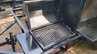 Mini Godzilla Bbq Barn Door Smoker Trailer for Sale Rentals Catering Business side storage GR8 Price [upl. by Nutter428]