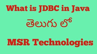 What is JDBC in JavaTelugu [upl. by Anitirhc]