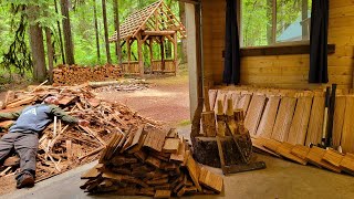 Death By Cedar Roof Shakes kinda 😂 Log Woodshed Build Part 8 [upl. by Soracco881]