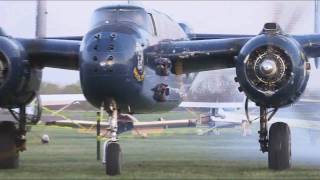 B25 Mitchells taking off from Grimes Field in Urbana Ohio for Doolittle Anniversary [upl. by Thetis439]