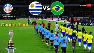 Uruguay vs Brazil  Copa America 2024 Quarter Final  Full Match All Goals  Realistic PES Gameplay [upl. by Noevart]