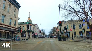 Historic Downtown Waukesha Driving Tour on a Gloomy Day  Small Town America  4K Waukesha WI Tour [upl. by Suzzy]