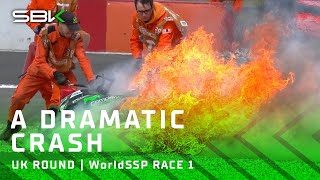 FIRE erupts at Donington Park 🔥  GBRWorldSBK 🇬🇧 [upl. by Nnyroc]