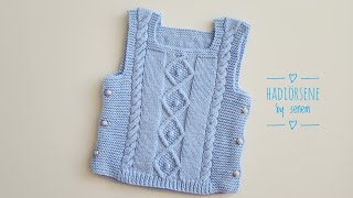 YANDAN DÜĞMELİ BAĞCIKLI BEBEK SÜVETER YAPIMIKOLAY BEBEK SÜVETER MODELLERİ knitting handmade [upl. by Leonor]