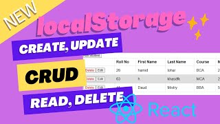 ReactJS Hindi  10 CRUD Using LocalStorage  React Project [upl. by Randolph84]