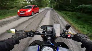 4K 2022 MT09 SP Doing High Speed On Small Forest Road mt09sp yamahamt09 bikelife gopro 4k [upl. by Aicirtap]