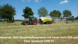 Heuernte 2015 Quaderballen Pressen mit Fendt Vario 936 und Claas Quadrant 3200 FC [upl. by Akym959]