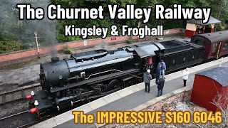 Churnet Valley Railway  The IMPRESSIVE USATC S160 6046 at Kingsley amp Froghall [upl. by Yantruoc]