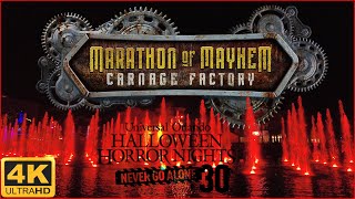 Marathon Of Mayhem CARNAGE FACTORY Full Show 4K  Halloween Horror Nights 2021 [upl. by Opiuuk]