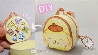 Paper Diy 💖 Mini Backpack and School Supplies 🎒💛✨  Pompompurin  Squishy  Tutorial  ASMR [upl. by Fital]