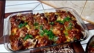 كريات الباذنجان بالدجاج و صلصة الطماطم boulettes daubergines à la viande et sauce tomate [upl. by Yraek]