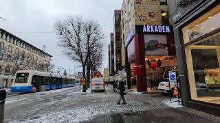 Gothenburg Sweden Walk from Brunnsparken to Kungstorget on a snowy day 4k [upl. by Titus]