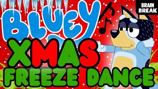 BLUEY CHRISTMAS FREEZE DANCE  BRAIN BREAK  Fun kids Exercise  Just Dance [upl. by Seigler]