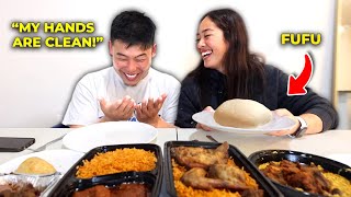 Our First Time Trying West African Food  Fufu amp Egusi Mukbang [upl. by Alatea]