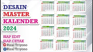 Desain template master kalender 2024 gratis download [upl. by Ahsinehs]