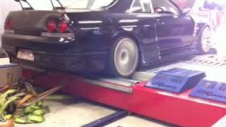 R33 GTST Skyline dyno run  570HP ATWs  TOP RPM BUILT RB25  Dyno Day [upl. by Norrahs]