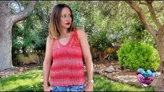 TOP DÉBARDEUR FEMME TUTORIEL CROCHET FRAIS ET ÉLÉGANT tutocrochet TOP TEJIDO A CROCHET crochet [upl. by Odlanra]