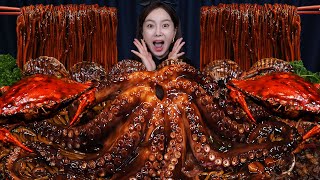 통문어 🐙 짜장 소스 가득 해물찜 먹방 레시피 ft수산시장 Giant Octopus Jjajang Seafood Boil Recipe Mukbang ASMR Ssoyoung [upl. by Yonit]