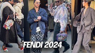 FENDI MENSWEAR FALLWINTER 2024  ITALIAN STREET STYLE IN MILAN FASHION WEEK [upl. by Enohsal]