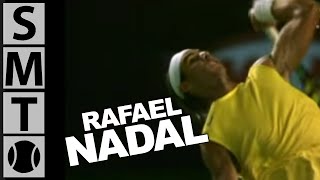 Rafael Nadal  Slow Motion Topspin Serve Closeup [upl. by Htrahddis]