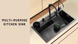 Multifunction Kitchen Sink Black Sink For Kitchen Waterfall Kitchen Sink in Black Color [upl. by Naryb]