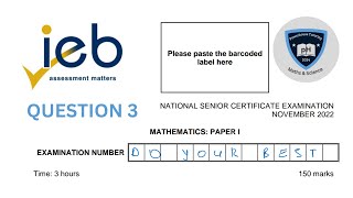 GRADE 12  MATHEMATICS P1  WISKUNDE V1 MEMORANDUM  CALCULUS  QUESTION 3 [upl. by Eirol]