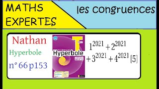 Terminale Maths ExpertesArithmétique et congruenceExercice 66 p 153 Nathan Hyperbole [upl. by Darcie]