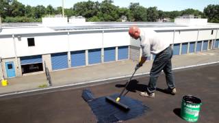 How to apply a fibered roof coating on a flat roof  Karnak 71 Fibered Asphalt Roof Coating [upl. by Paten]