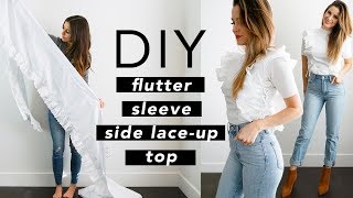 DIY eyelet flutter sleeve refashioned from valance [upl. by Sik]