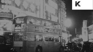 1954 Piccadilly Circus at Night 1950s London HD [upl. by Erna]