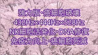 強力版・癌細胞破壊 432Hz×444Hz×528Hz NK細胞活発化・癌細胞死滅・DNA修復・ 免疫力向上・癌の原因を排除し自然治癒力パワーアップ！ソルフェジオ周波数 [upl. by Hildick]