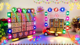 New Eicher Mini Box DJ Truck Ganpati  DIY Mini DJ Setup with Sharpy Lights Festival  Full Guide [upl. by Ayekin]