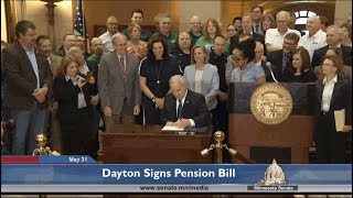 Governor Dayton Signs Pension Bill at State Capitol Ceremony [upl. by Kinnie]