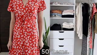 50 PIECE MINIMALIST CLOSET TRY ON comfortable  classic  feminine [upl. by Ordnassela634]