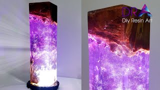 Easy making Epoxy Resin lamp Magical purple  Diy Resin Art [upl. by Notsag]