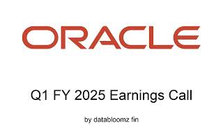 Oracle Q1 FY 2025 Earnings Conference Call [upl. by Topliffe]