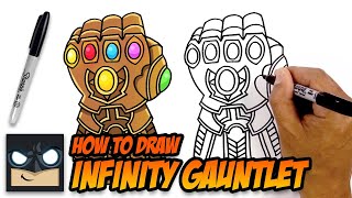 How to Draw Infinity Gauntlet  The Avengers  Step by Step [upl. by Lathrope652]