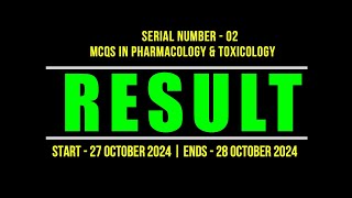 Result  FREE Book Giveaway 02  2024  MCQs in Pharmacology amp Toxicology  03 Winners Name [upl. by Laurita790]