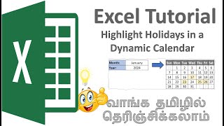 Highlight Holidays and Meetings in Your Dynamic Calendar  Excel TutorialTamil  Naalum Pagirvom [upl. by Caryl]