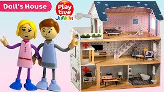 UNBOXING PLAYTIVE JUNIOR DOLLS HOUSE WITH 3 LEVELS LIGHTS amp ELEVATOR [upl. by Shel562]