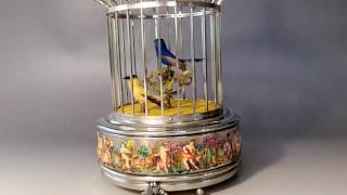 RARE VINTAGE SWISS REUGE 2 BIRDS SINGING BIRD CAGE MUSIC BOX SILVER PLATED CASE [upl. by Ash]