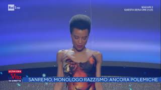 Sanremo monologo sul razzismo ancora polemiche  La vita in diretta 14022022 [upl. by Elleon587]