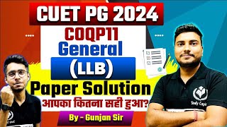 CUET PG 2024 General LLB COQP11 Paper Solution  Memory Based Questions amp Answers  Study Capital [upl. by Attemaj989]