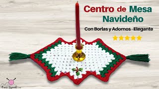 🧶 Tejidos de NAVIDAD a Ganchillo 🌈 Centro de Mesa Navideño a Crochet en Forma de Rombo con Borlas [upl. by Salocin]