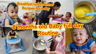 8 months old babys Full day RoutineBaby food recipes for 7 to 8months oldDevelopmental milestone [upl. by Ashwin]