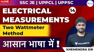 Two Wattmeter Method Lec 14  Electrical Measurement SSC JE DMRC [upl. by Lakym]