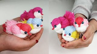 Easy woolen bird craft making  Making Wool Birds  Woolen Crafts [upl. by Ahsaek]