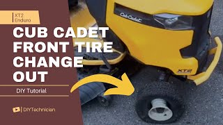 DIY Cub Cadet XT2 Enduro Series Front Tire Replacement Tutorial  Riding Lawnmower Flat Tire Change [upl. by Zullo362]