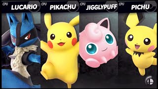 LUCARIO VS PIKACHU VS PICHU VS JIGGLYPUFF  Smash Bros Ultimate [upl. by Antin]